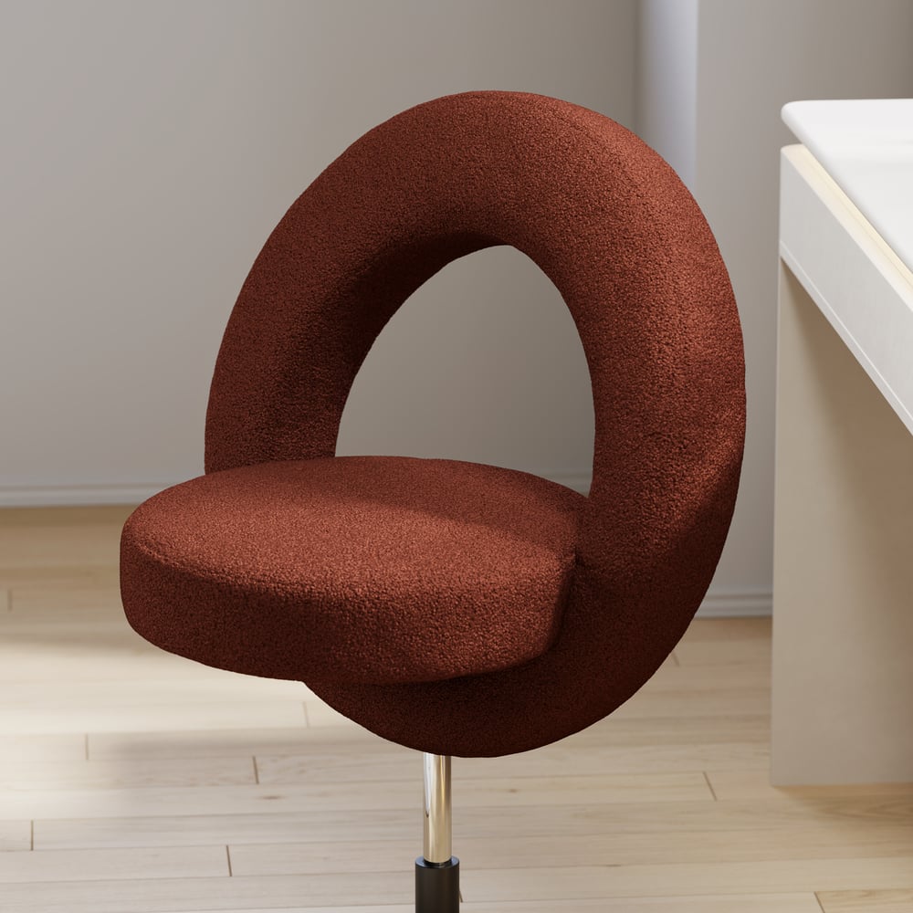 Tabouret de vanité réglable moderne en bouclé rouille avec dossier image de fenêtre