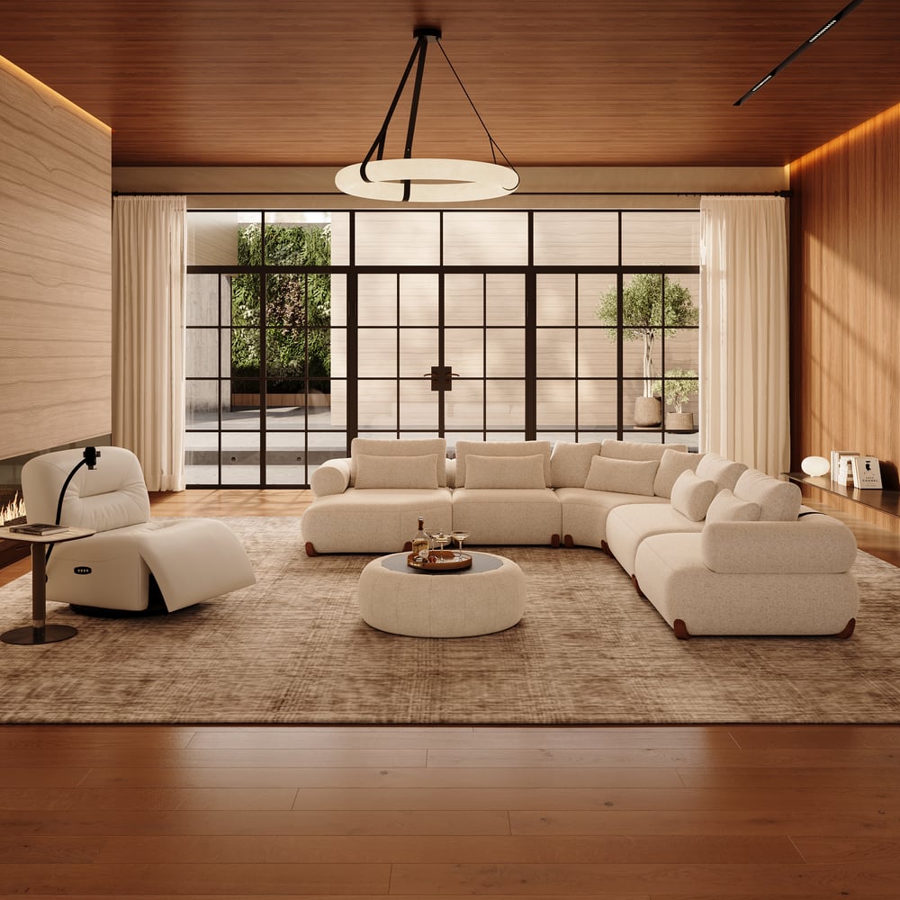 L-Shaped Chenille Adjustable Backrest Sectional Sofa window image