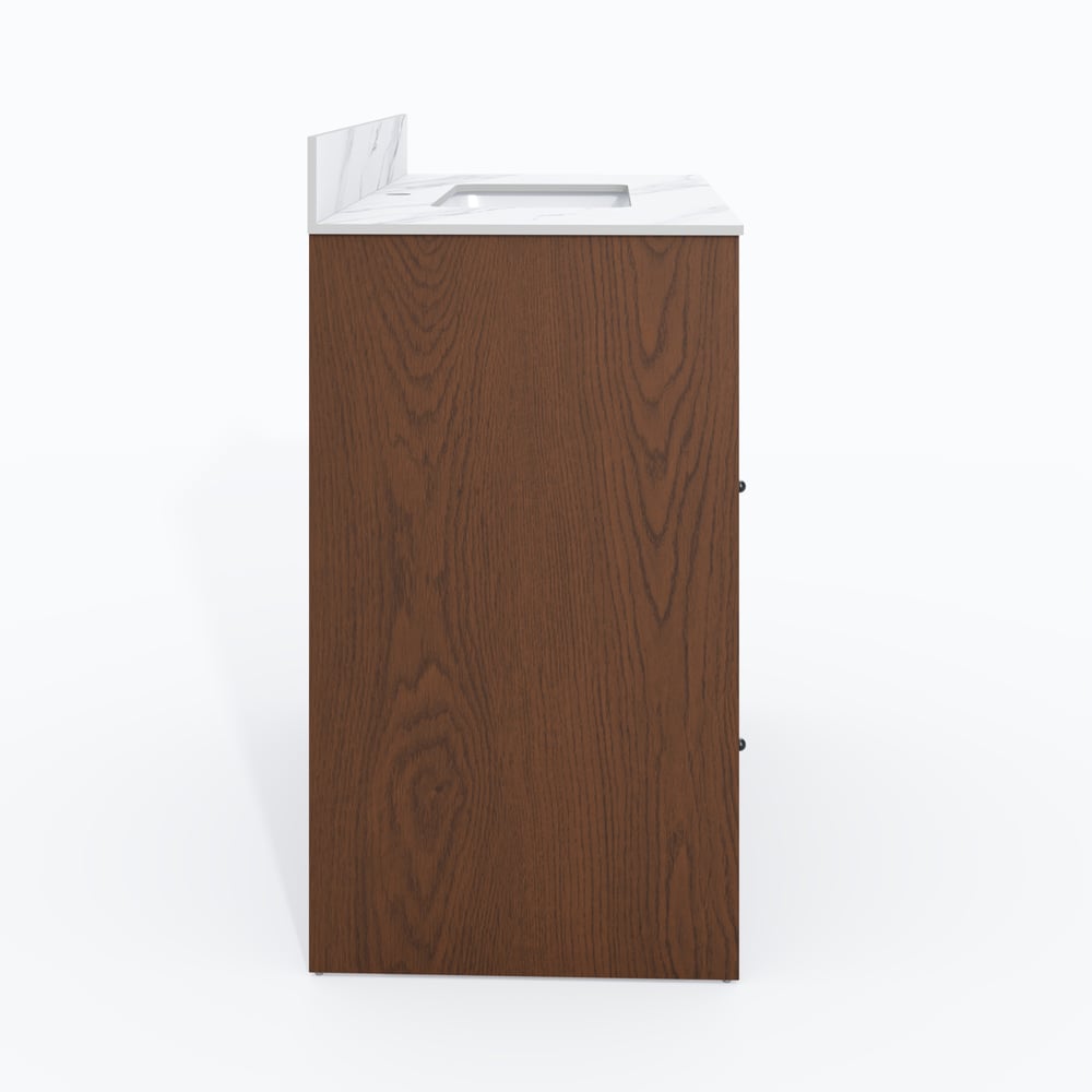 92cm Walnut Single Bathroom Vanity with Sink and Sintered Stone Top window image