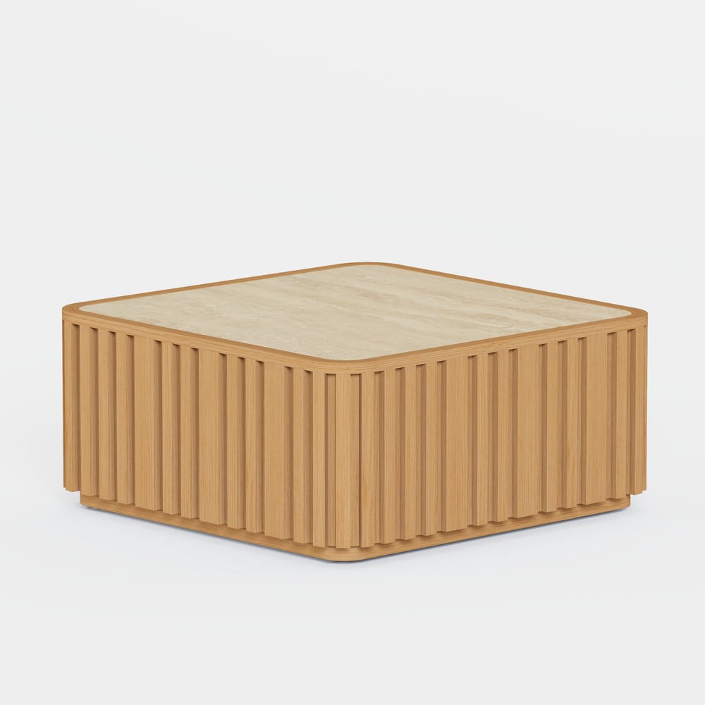 Aura Fluted Aluminum Outdoor Coffee Table with Sintered Stone Top window image