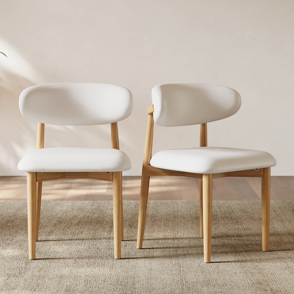 Modern PU Leather Dining Chair with Rubber Wood Legs, 1 Piece window image