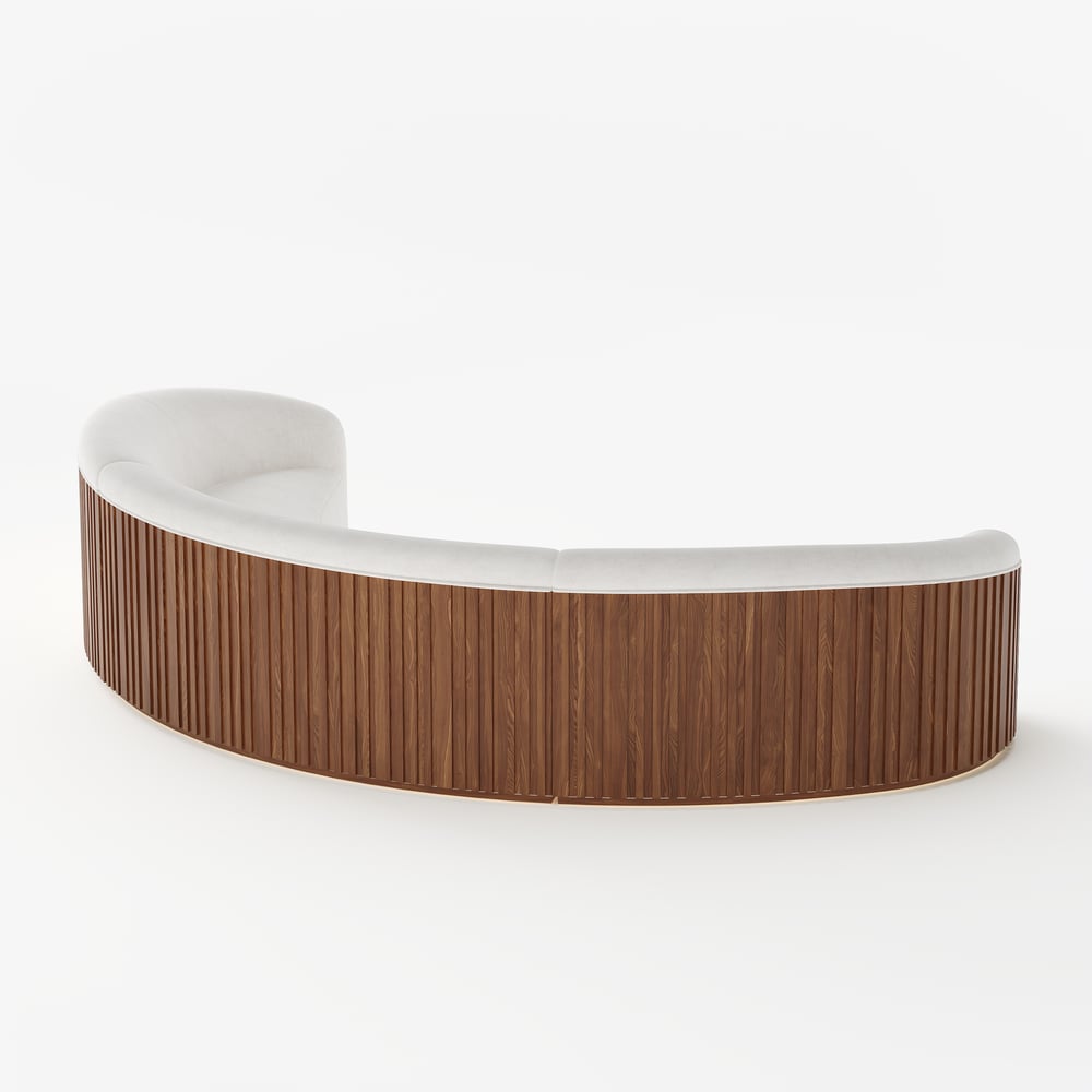 Aura 145" Linen Upholstered Curved Sofa with Light window image