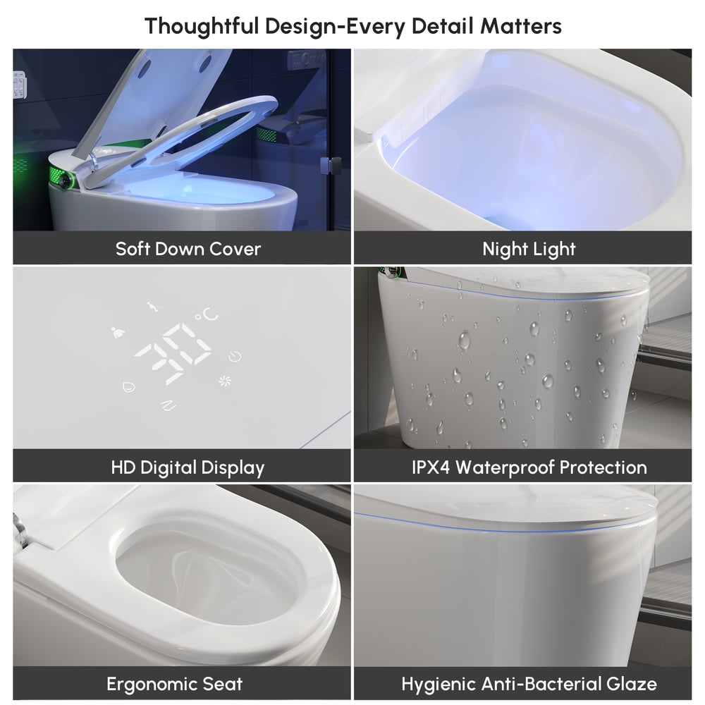 Glowin K5 Smart Bidet Toilet with Auto Open, Built-in Tank, Child Seat, cUPC ETL CEC&ADA window image