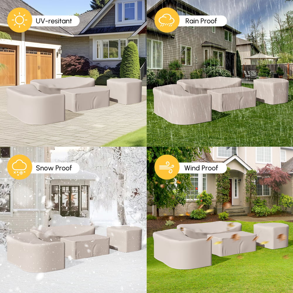 Costra Outdoor 600D Tough Canvas Waterproof Patio Furniture Set Covers in Ivory window image