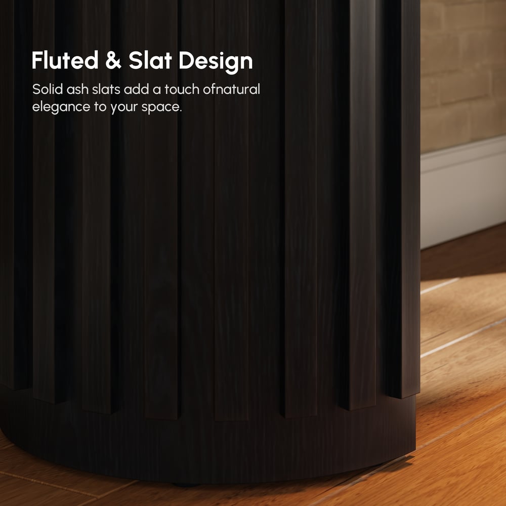 Aura 60" Ash Wood Fluted Black Console Table With Sintered Stone Top window image