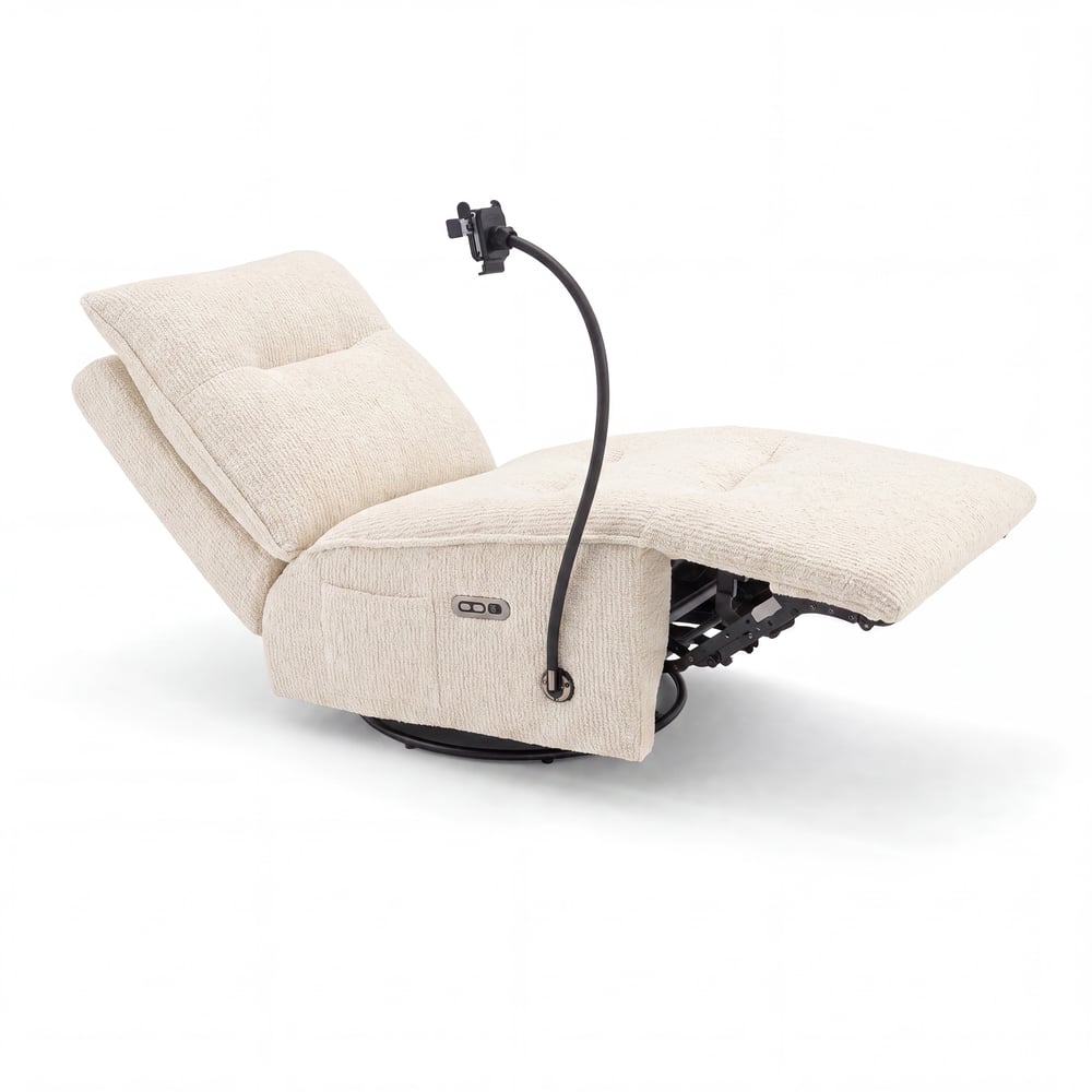 Performance Chenille Power Swivel Rocker Recliner Accent Chair with Phone Holder window image