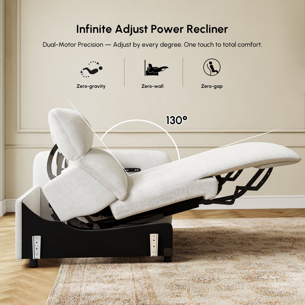 Canapé inclinable électrique zéro gravité en chenille de 227 cm avec oreillers image de fenêtre