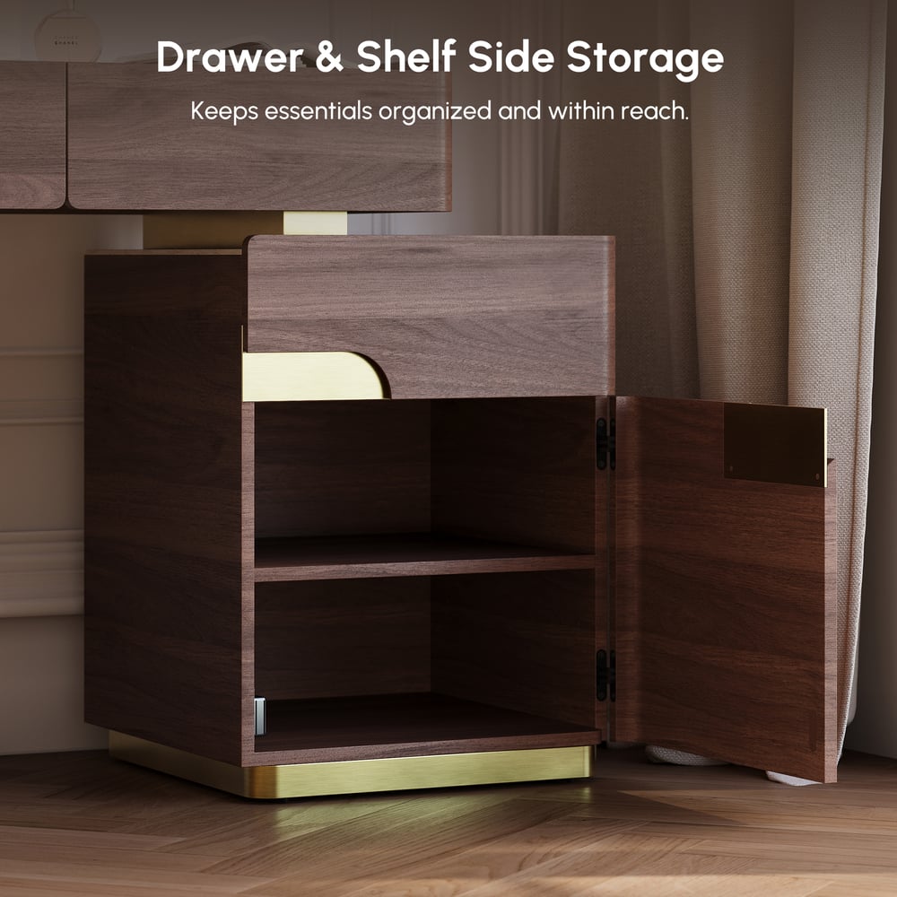 Horva Extendable Walnut Makeup Vanity Set (57"–73") window image
