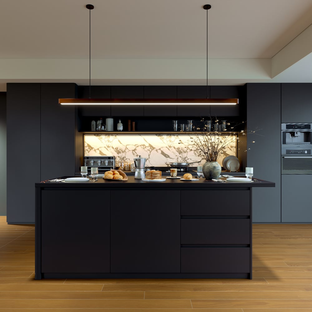 Modern 72" Sintered Stone Kitchen Island with Storage, Black window image