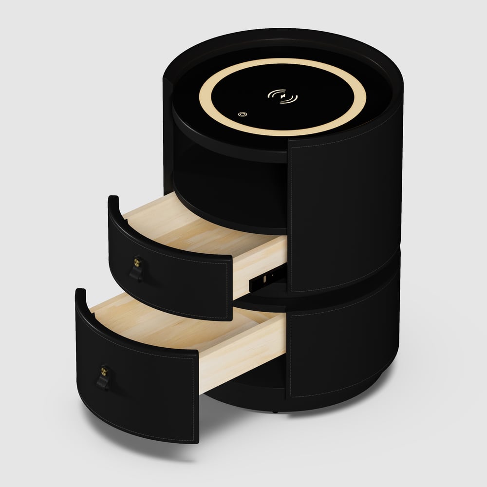 Modern Saddle Leather Smart  LED Nightstand window image