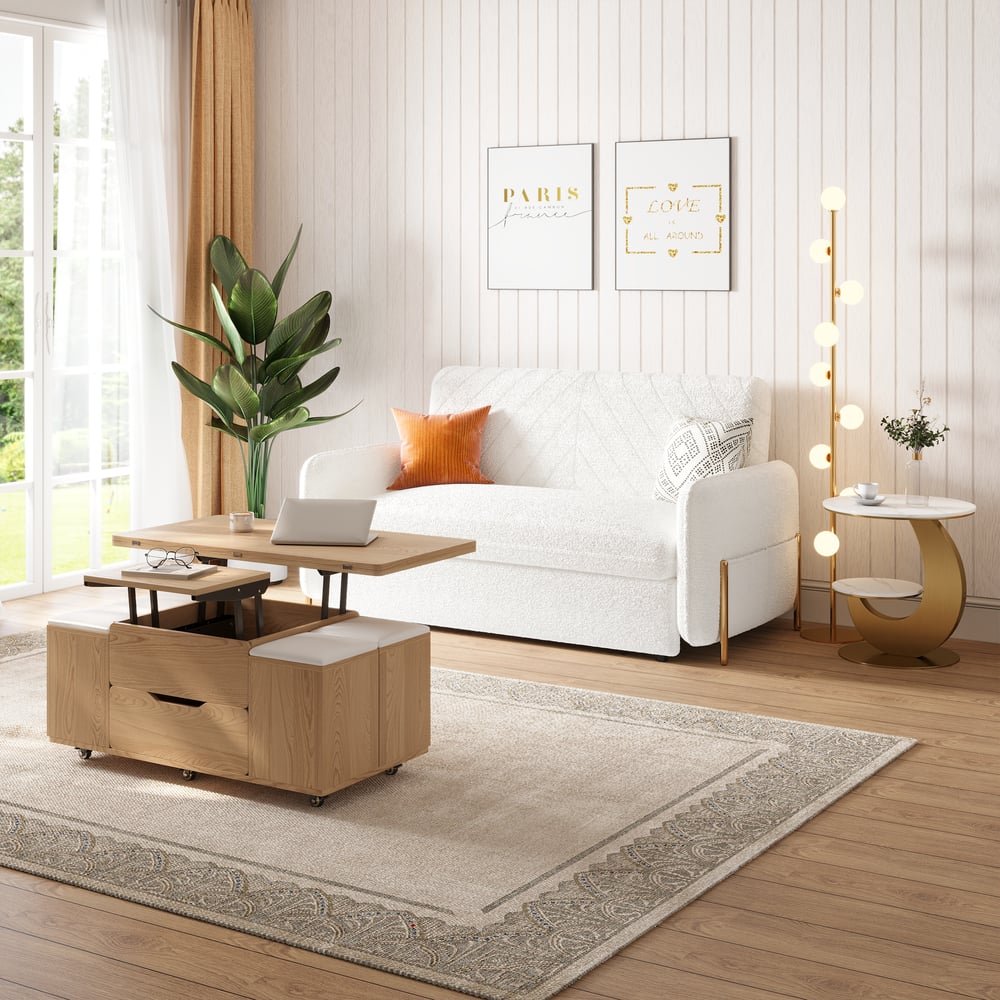 1524mm Queen 3-Seater Boucle Convertible Sleeper Sofa window image