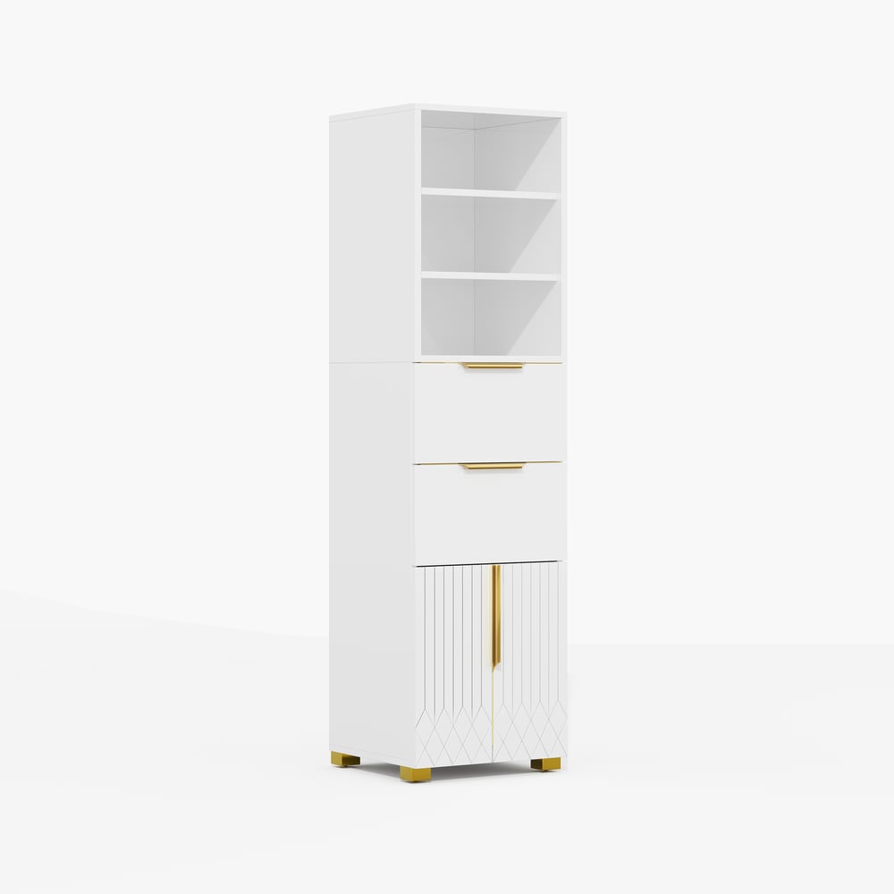 Aro 59" Freestanding Bathroom Storage Cabinet with Shelves, Drawers & Doors window image