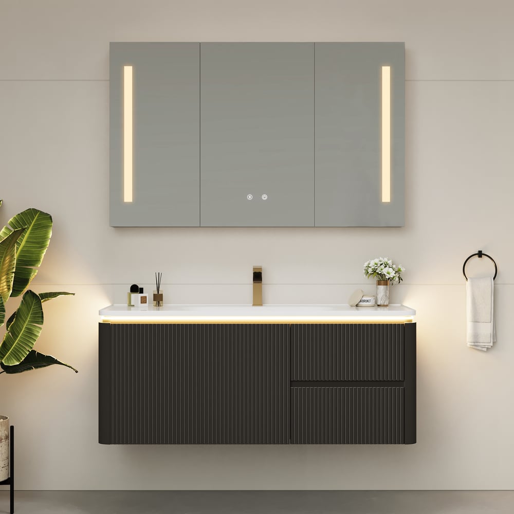 47" Modern Wall-mounted LED Bathroom Medicine Cabinet Vanity Mirror with Storage window image