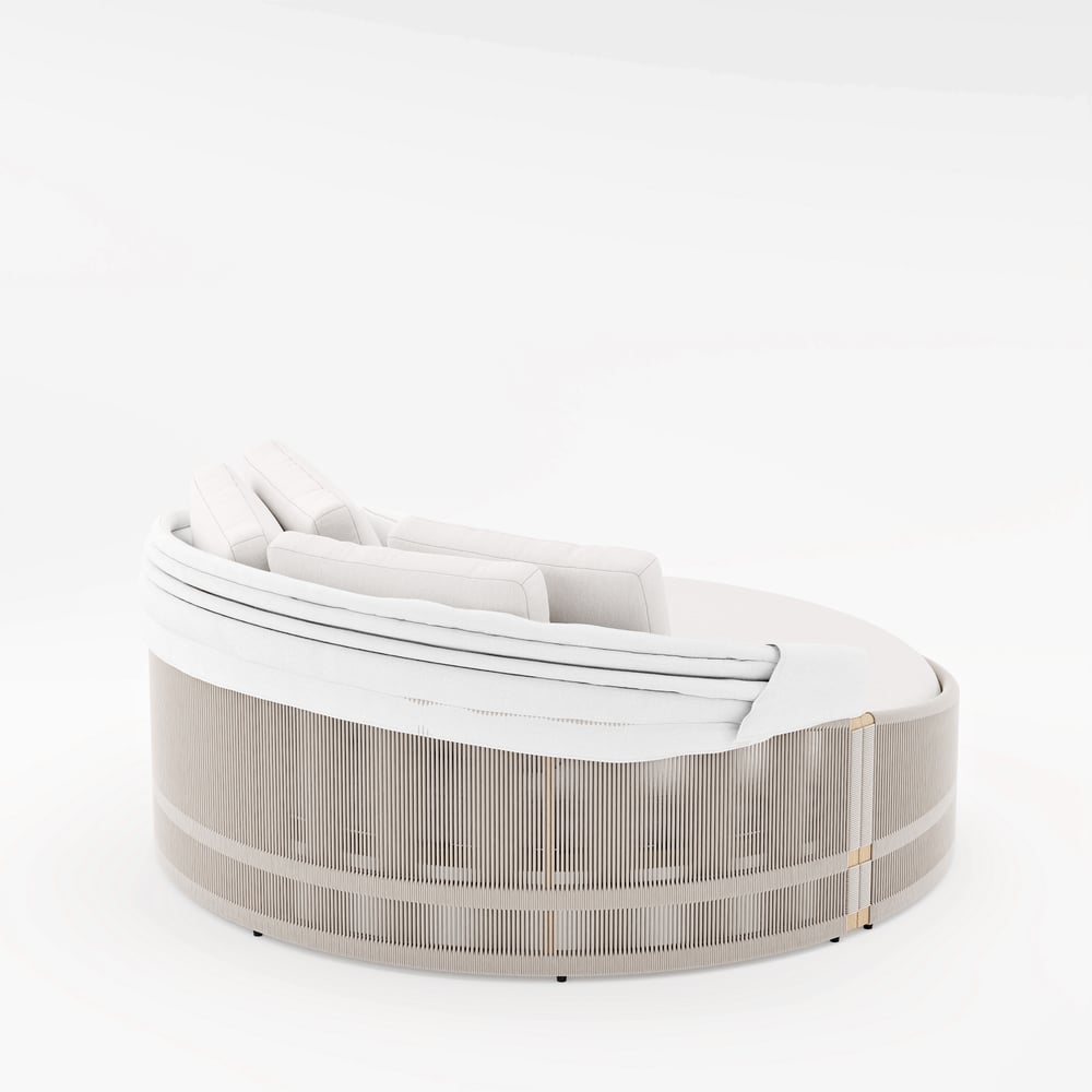 Costra Weatherproof Round Patio Daybed with Adjustable Canopy Ivory window image