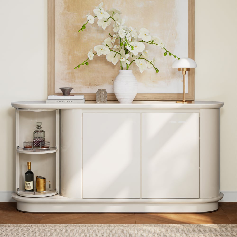 63" Faux Travertine Sintered Stone Sideboard window image