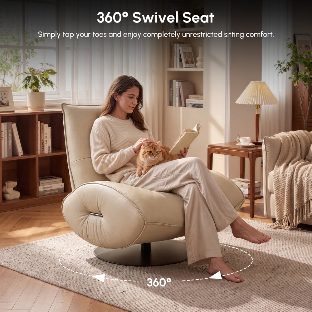 Genuine Leather 360° Swivel Accent Chair window image