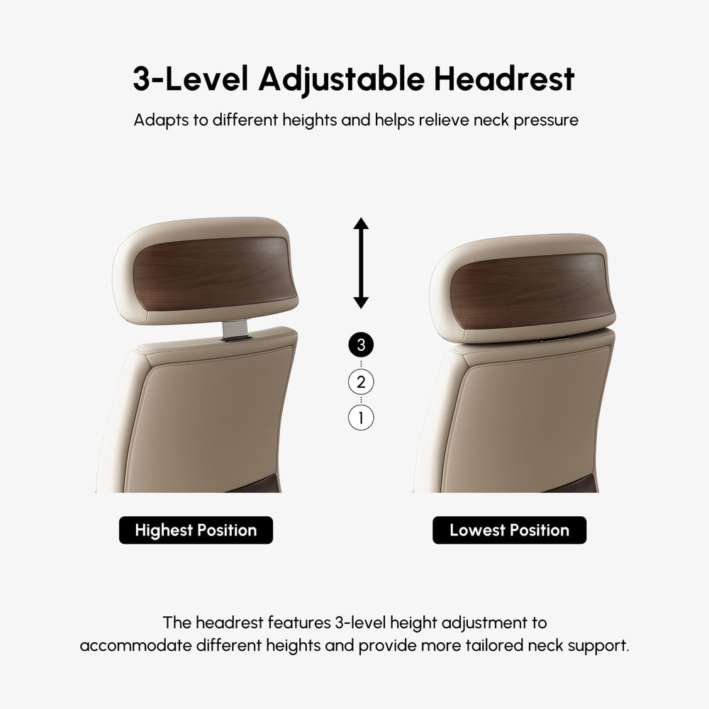 Ivory Genuine Leather Swivel Office Chair with Ergonomic Synchro-Tilt Recline System window image