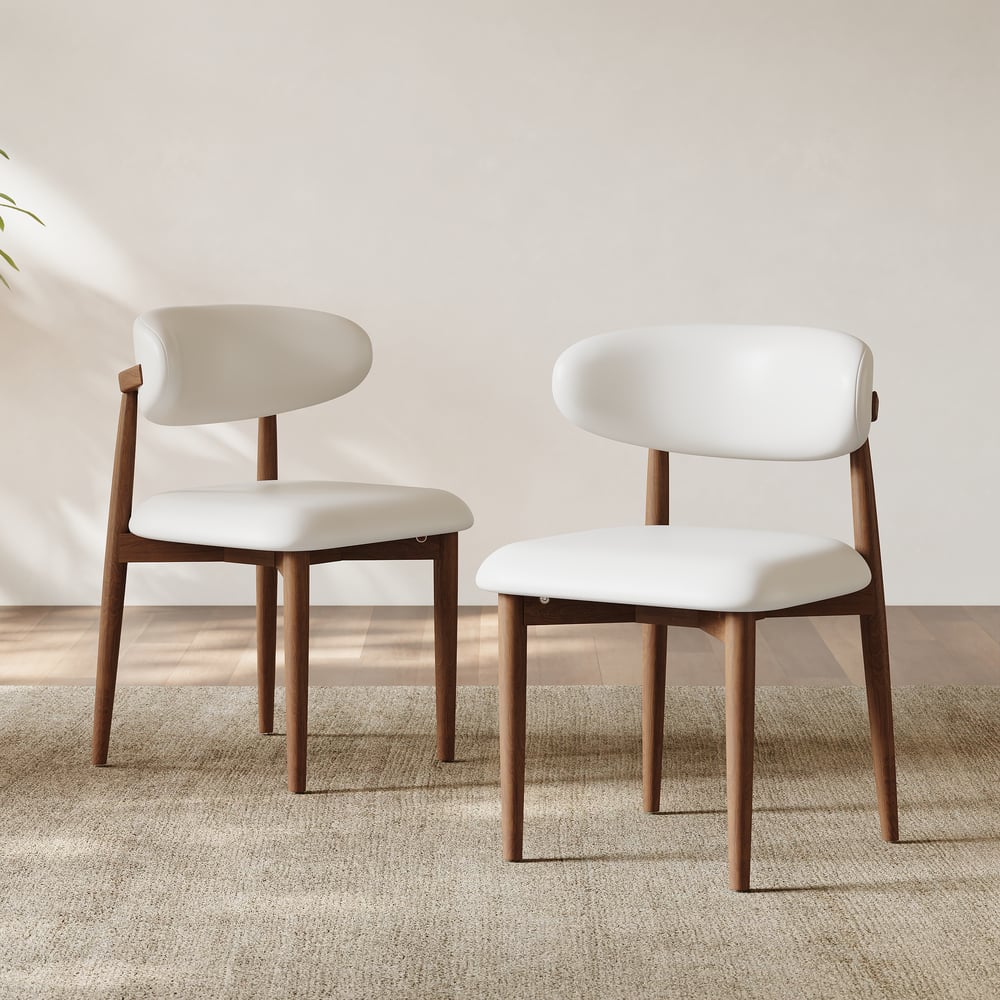 Modern PU Leather Dining Chair with Rubber Wood Legs window image