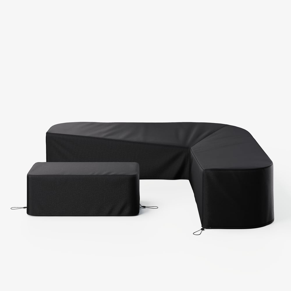 600D 2-Pieces Polyester Weatherproof Outdoor Patio Furniture Set Covers in Black window image