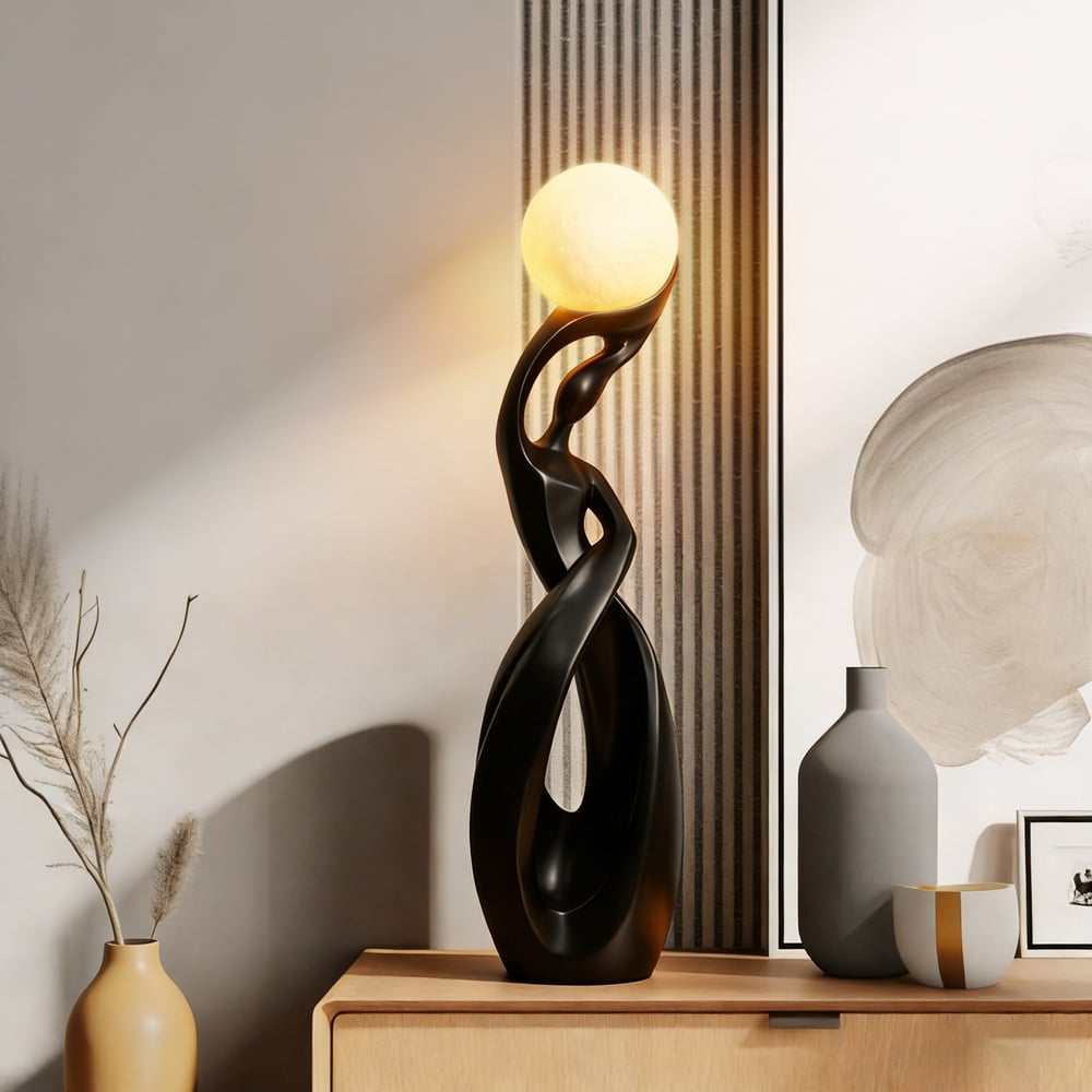 Customer Reviews for 815mm Abstract Black Sculpture Lamp with LED Ball, Touch & Remote Control, Rechargeable