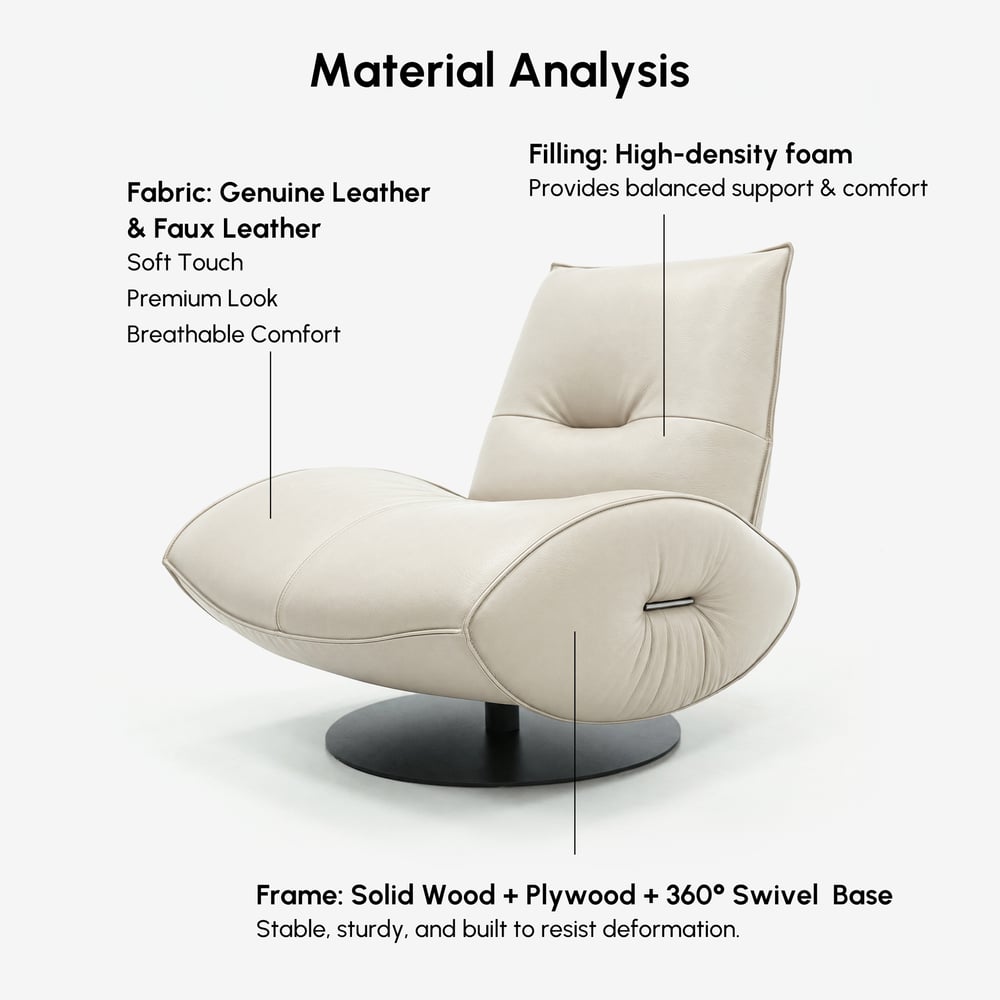 Genuine Leather 360° Swivel Accent Chair window image