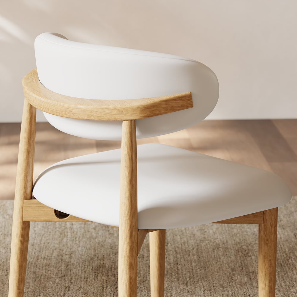 Modern PU Leather Dining Chair with Rubber Wood Legs, 1 Piece window image
