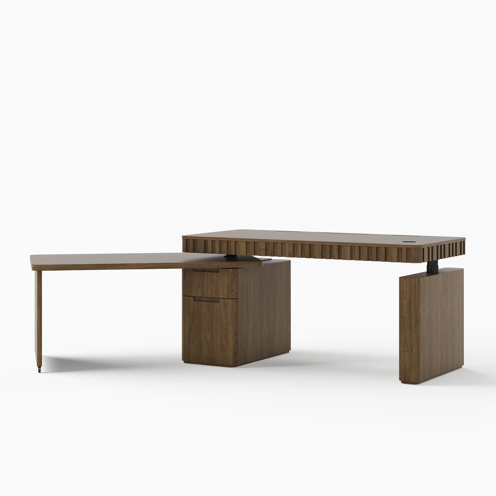 Aura 63" Smoked Brown 360-Degree Rotating Desk Electric Adjustable Standing Desk window image