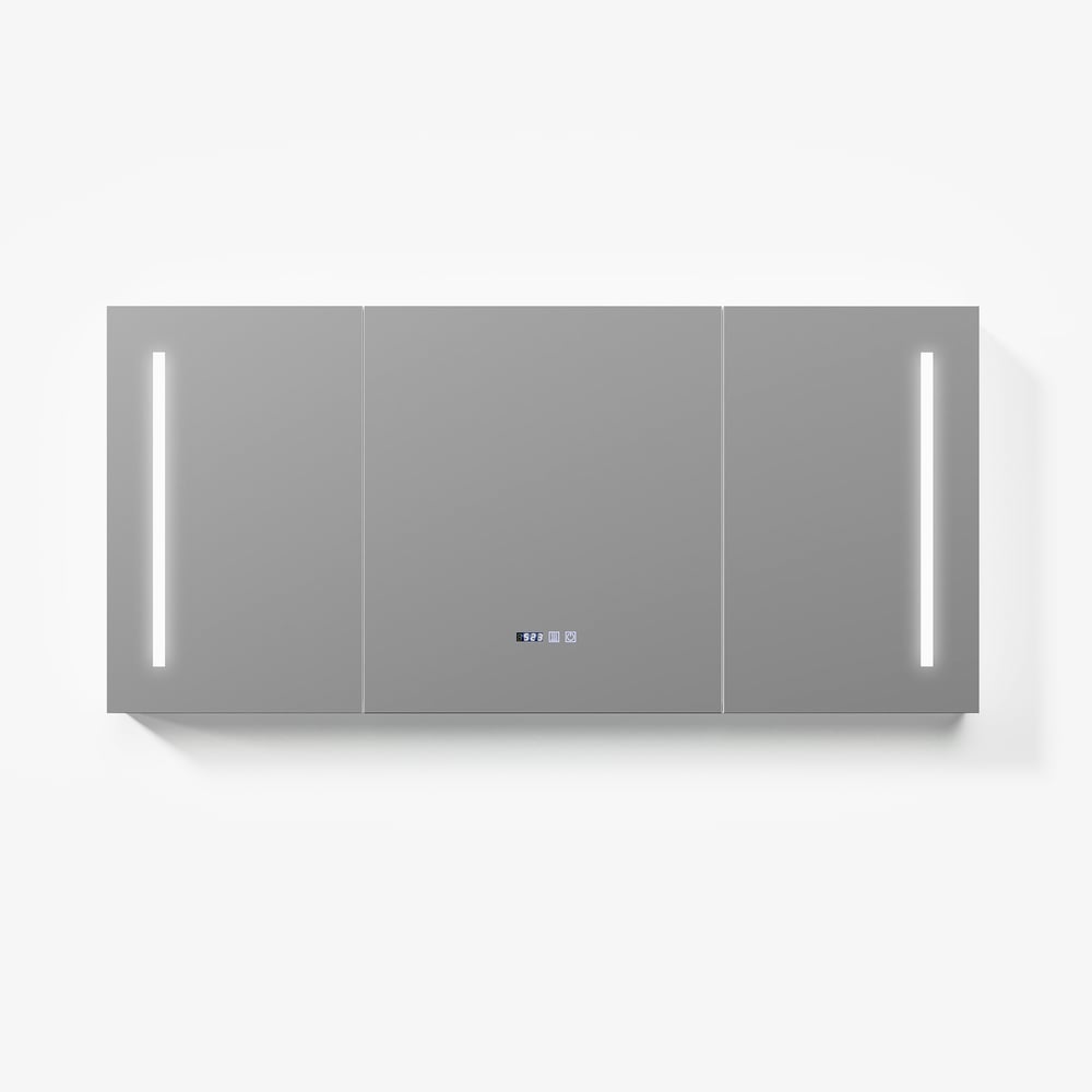 150cm LED Bathroom Medicine Cabinet with Anti-Fog, Dimmable Tri-Color Lighting window image