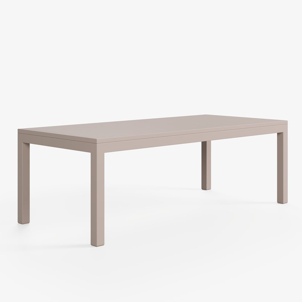 Wevara 87" Sand-Finished Aluminum Slatted Outdoor Dining Table in Sand window image