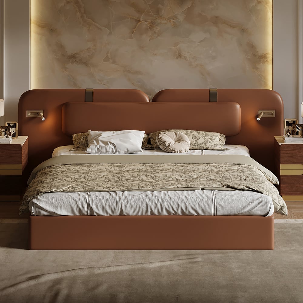 Horva King Faux Leather Platform Bed window image