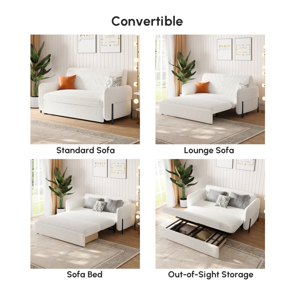 Sofá cama convertible de bouclé de 2 plazas 172 cm Imagen de ventana
