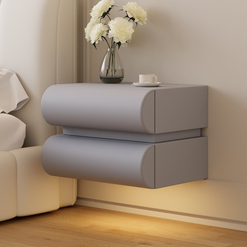 Humply Leather Floating Smart Nightstand with 2 Drawers window image