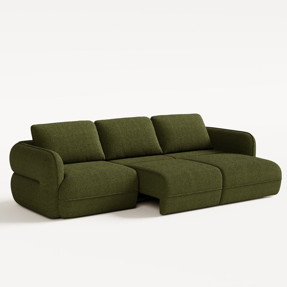 Modern 304cm 3-Seater Chenille Power Convertible Sleeper Sofa with Remote Control window image