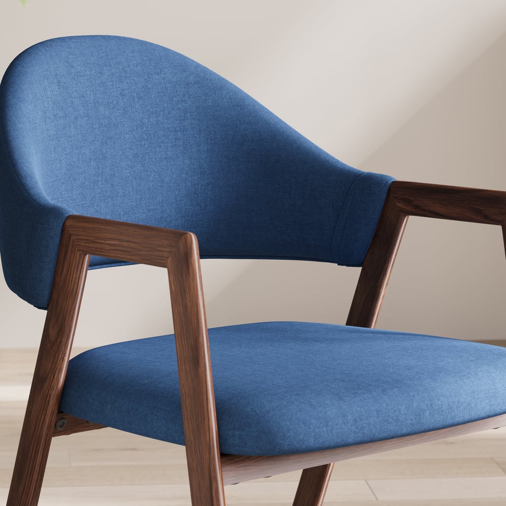 Modern Blue Linen Dining Chair with Upholstered, 2 Pieces window image