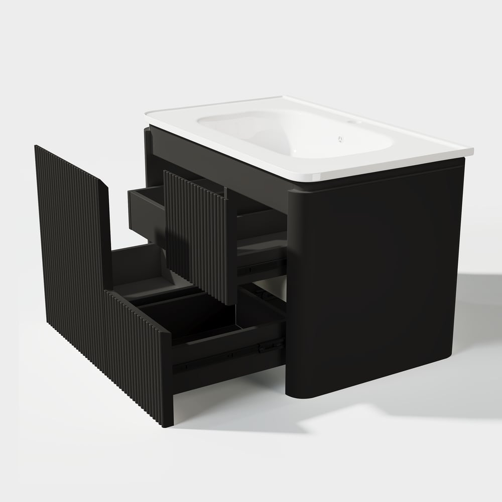 Modern 31.5" Floating Bathroom Vanity with Sink, Soft LED, Ample Storage window image