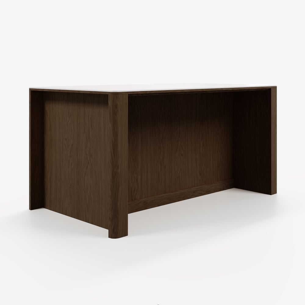Mid-Century 72" Glossy Sintered Stone Kitchen Island with Storage, Smoky Brown window image