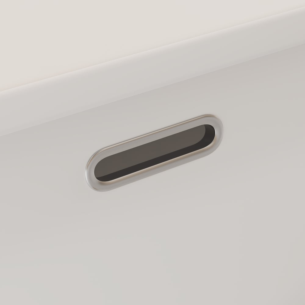 Mueble de baño flotante de 91 cm (36") con doble lavabo, encimera de piedra sinterizada, toallero dorado Imagen de ventana