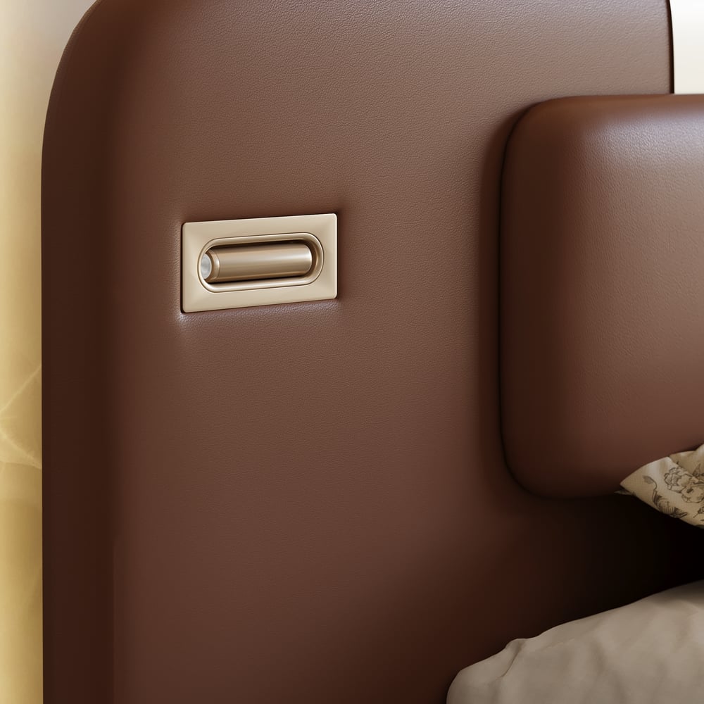 Horva King Faux Leather Platform Bed window image
