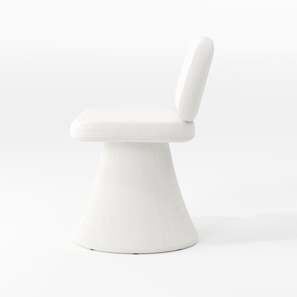 Warm White Performance Chenille Swivel Dining Chair, 1 Piece window image