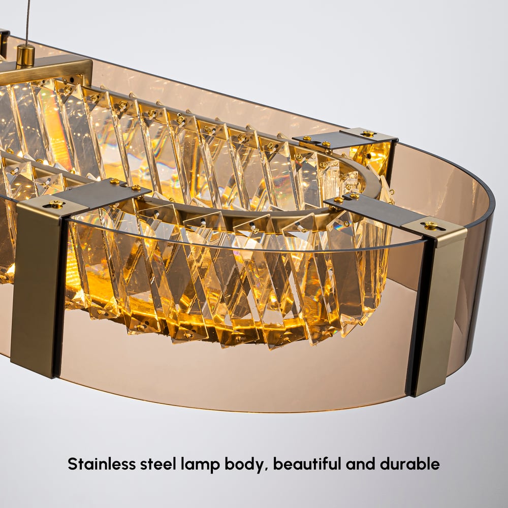 Linear Crystal Kitchen Island Pendant Light with Remote, 3-CCT Dimmable LED window image