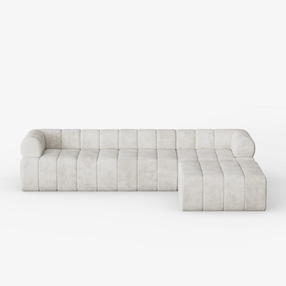 Nimbus 118" 4-Piece Channel Tufted Velvet Sectional Sofa with Ottoman window image