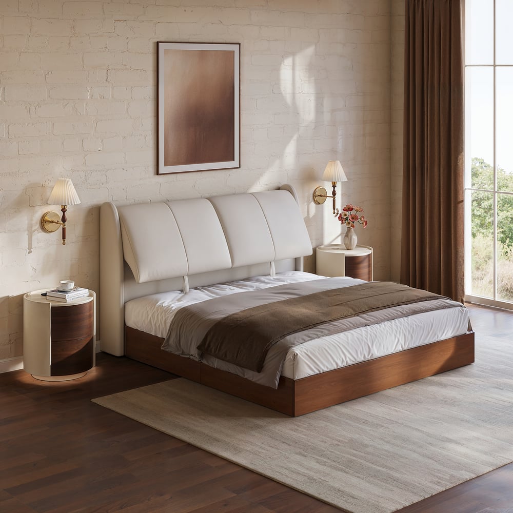 King Genuine Leather Storage Bed with Adjustable Headboard window image