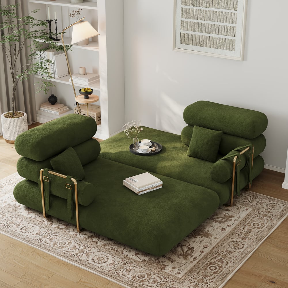 Canapé-lit convertible Humply 170 cm 2 places en velours chenille 4 en 1 image de fenêtre