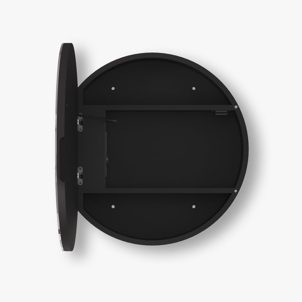 60cm Runder Schwarzer LED-Spiegelschrank mit Stauraum, Beschlagfrei, Dimmbar Schaufensterbilder