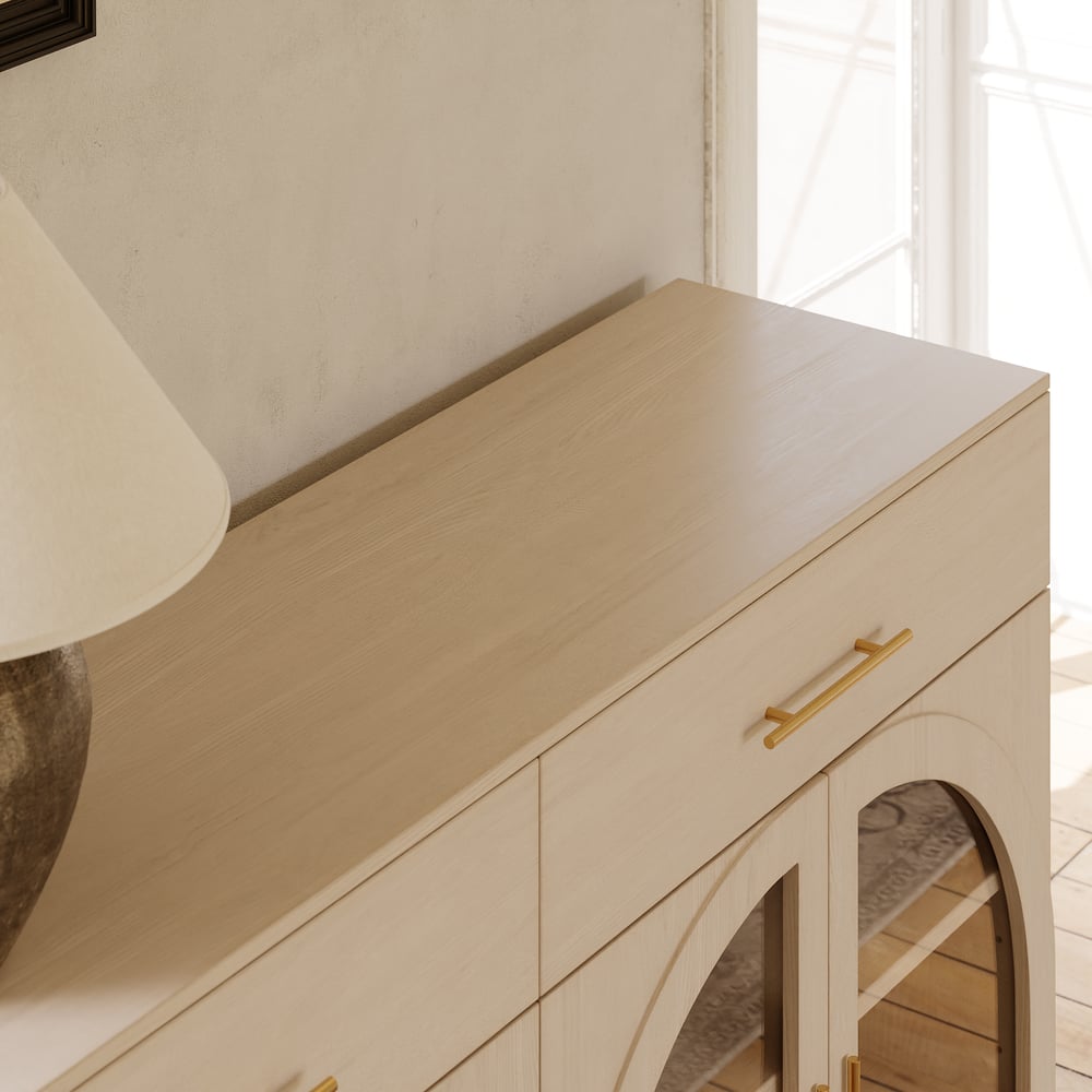 Arune 63" Whitewash Wood Sideboard with Storage & LED Lights window image