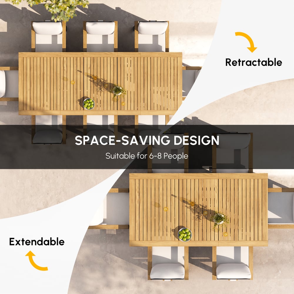 Tevara Outdoor Extendable Teak & Aluminium Dining Table window image