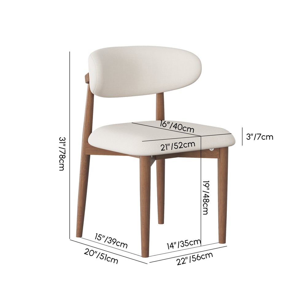 Nowoczesne krzesło do jadalni z drewna orzechowego i lnu, z nogami z drewna kauczukowego, 1 sztuka obraz wagi wymiary