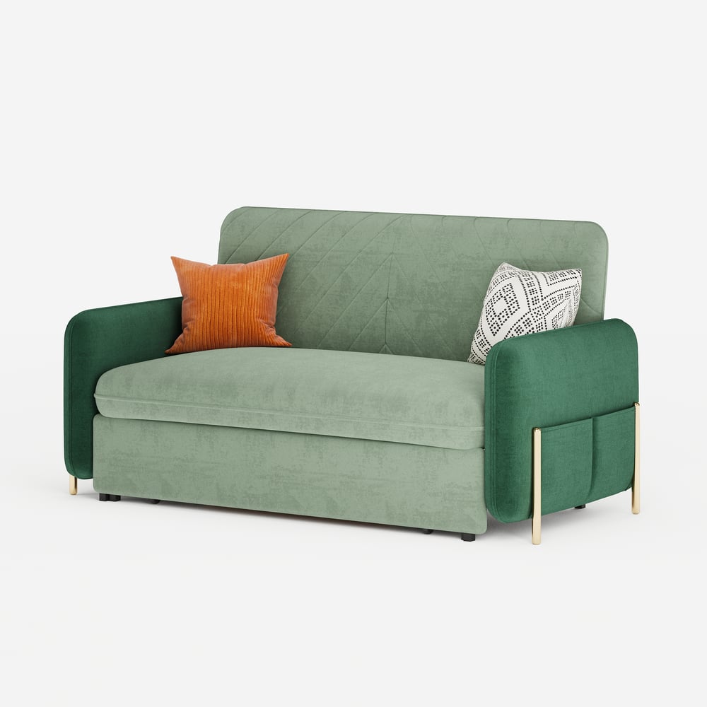 1525mm Queen 3-seater Velvet Convertible Sofa Bed window image