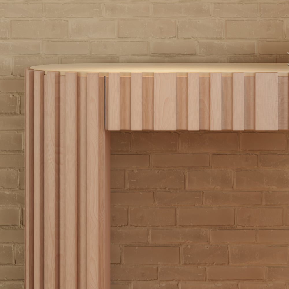 Aura 60" Ash Wood Fluted Whitewash Console Table With Sintered Stone Top window image