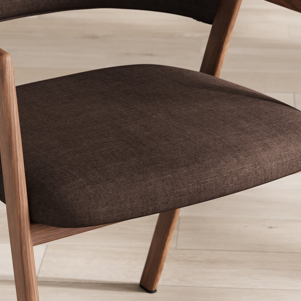 Modern Brown Linen Dining Chair with Upholstered, 2 Pieces window image